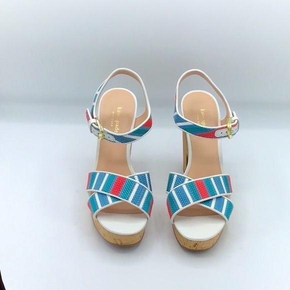 Kate Spade Grace Striped Raffia Platforms Size 9.5B.. - Picture 4 of 16